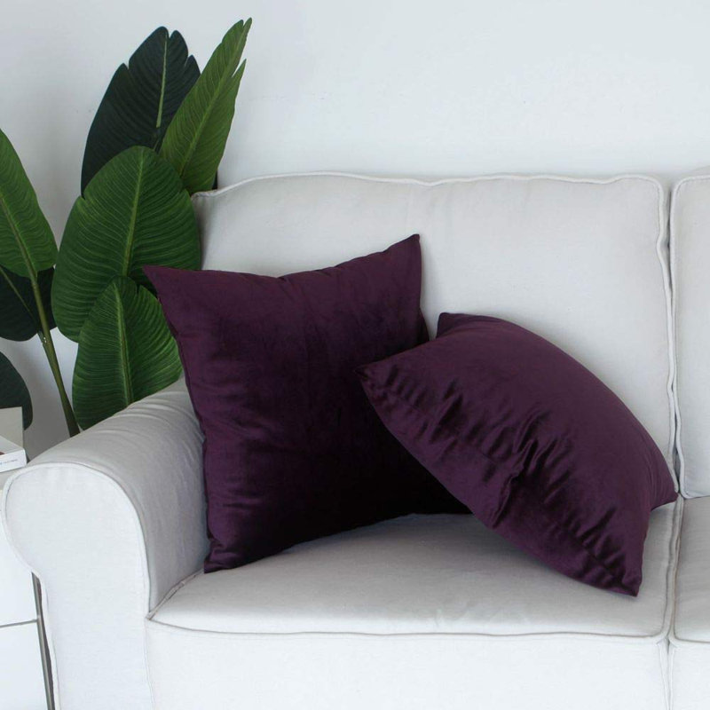 Solid Velvet Reversible Pillow Cover, Purple, 20"H x 20"W