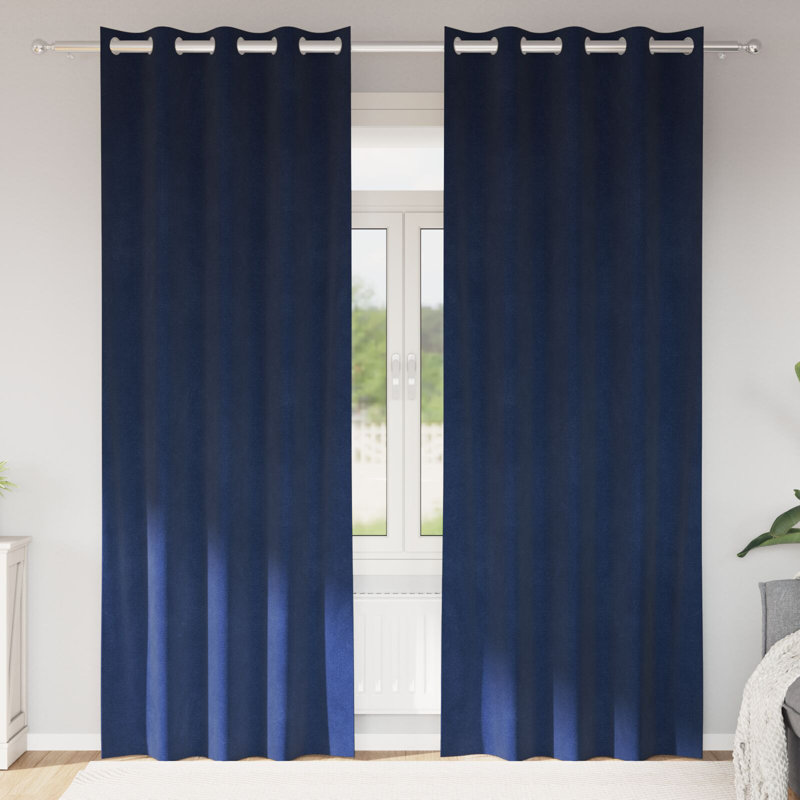Blackout Curtains With Eyelets 2 Pcs Velvet, Yellow, 55.1" W x 88.6" L
