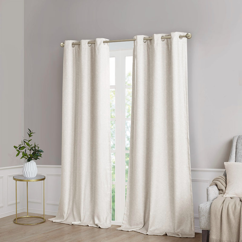 Paire de rideaux occultant en polyester Terase, Crème, crème