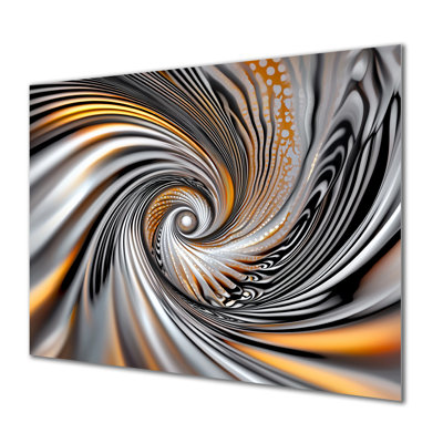 Fractal Grey Vortex Galactic Expansion IV - Décoration murale abstraite en métal, impression sur métal Fractal