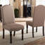 Mobilier de salle à manger transitionnel en cerisier antique beige avec 2 pieds d'appoint rembourrés en tissu