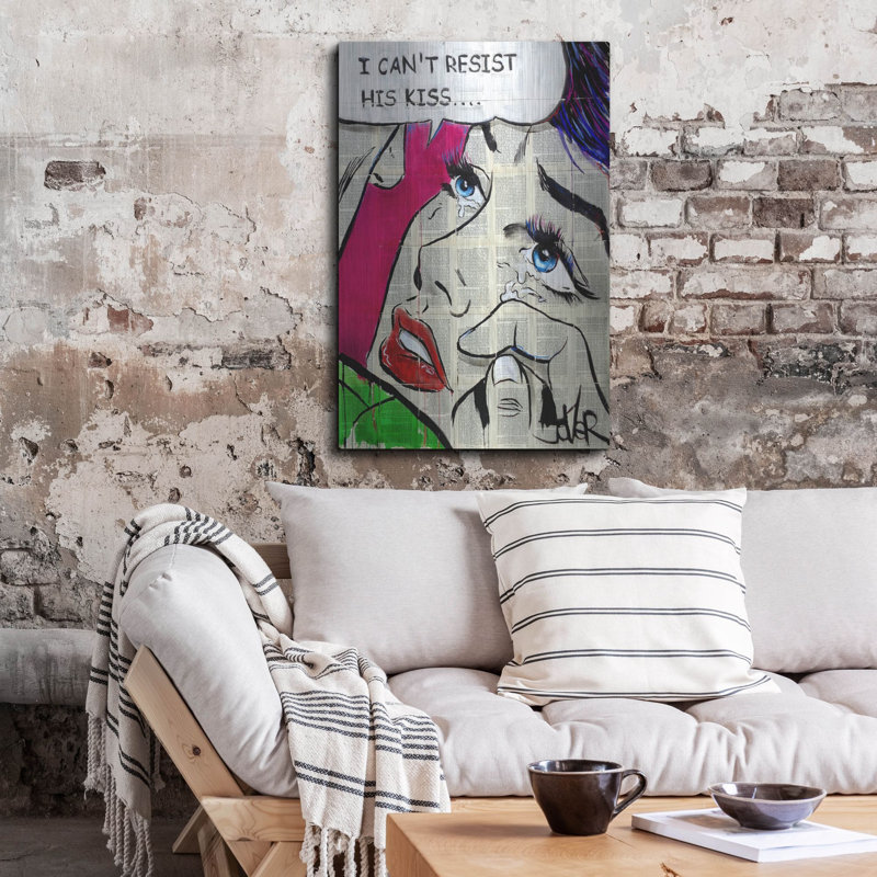Winston Porter «I Cant Resist Pop» par Loui Jover, art mural en métal, H 36 po x l 24 po