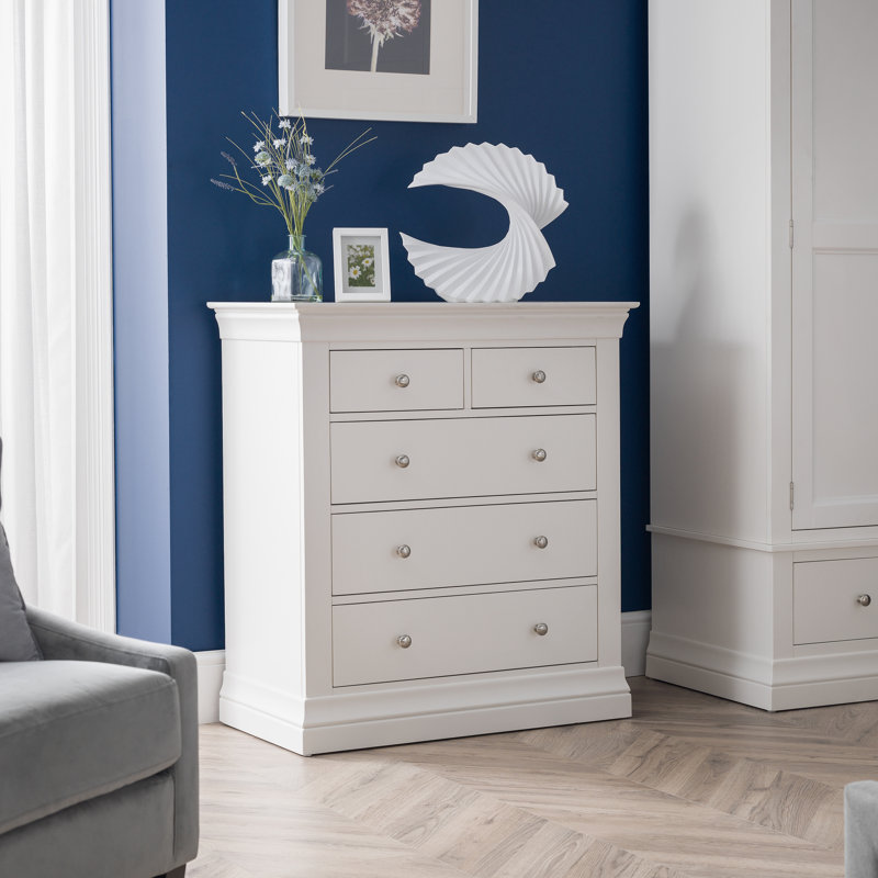 Dial 90 cm W Chest of 5 Drawers, White