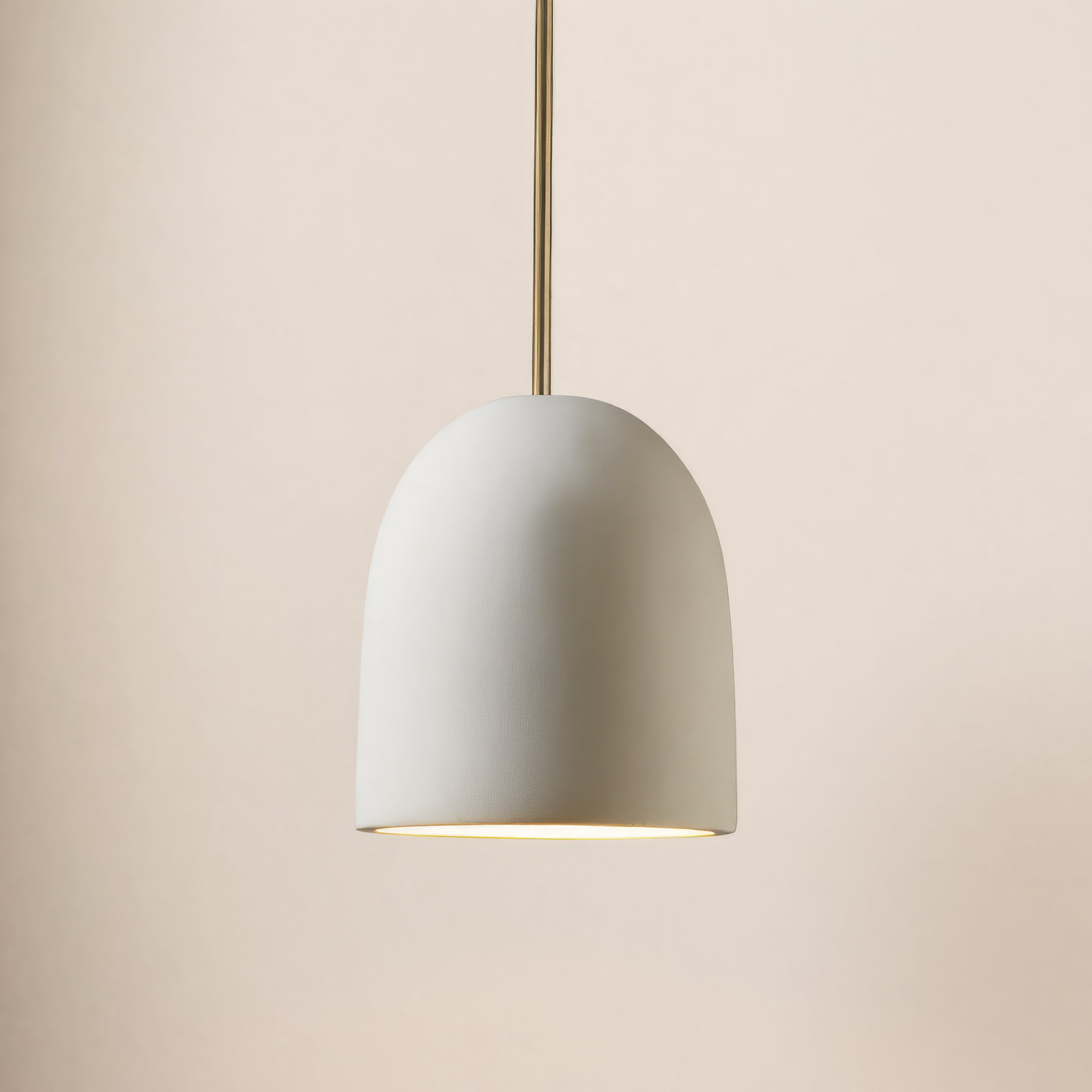 Joya Single Light Ceramic Dimmable Pendant, Bisque, Antique Brass
