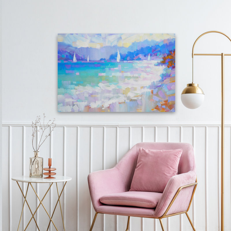 Mediterraneo - paysages côtiers, plages, océan, voiliers, art, H 24 po x l 36 po