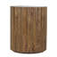 Table de bout ronde rustique avec plateau en pierre noire, base en bois massif cannelé, table d'appoint de style campagne moderne