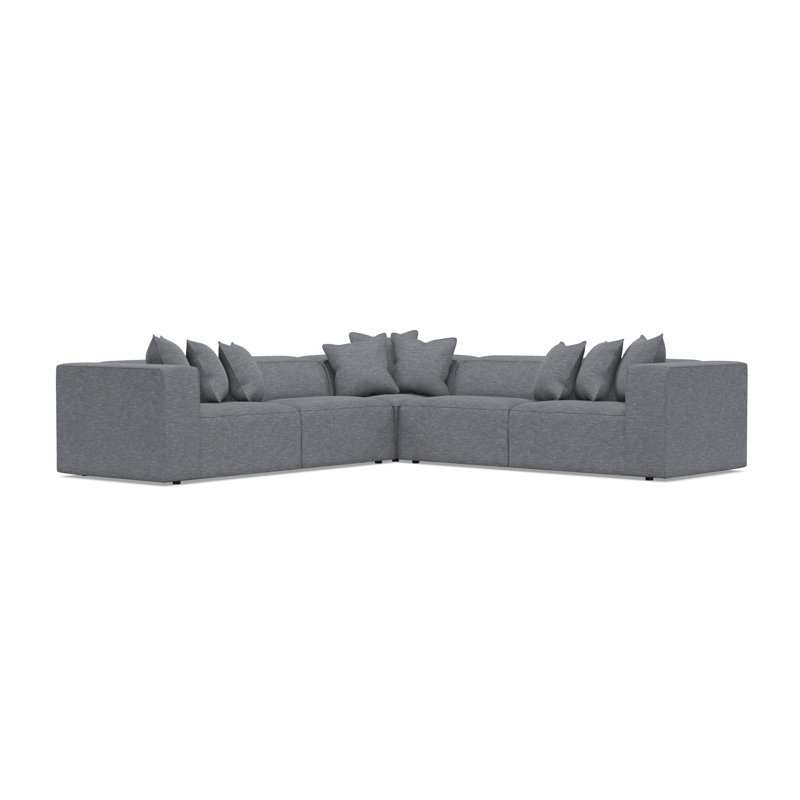 Bernhardt Bliss 3-Piece Fabric Sectional, 28" H x 123.5" W x 123.5" D, Dark Gray Polyester Blend