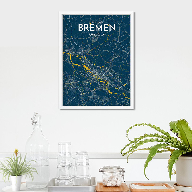 Bremen City Map, impression, H 24 po x l 18 po x P 0,05 po, Amuser