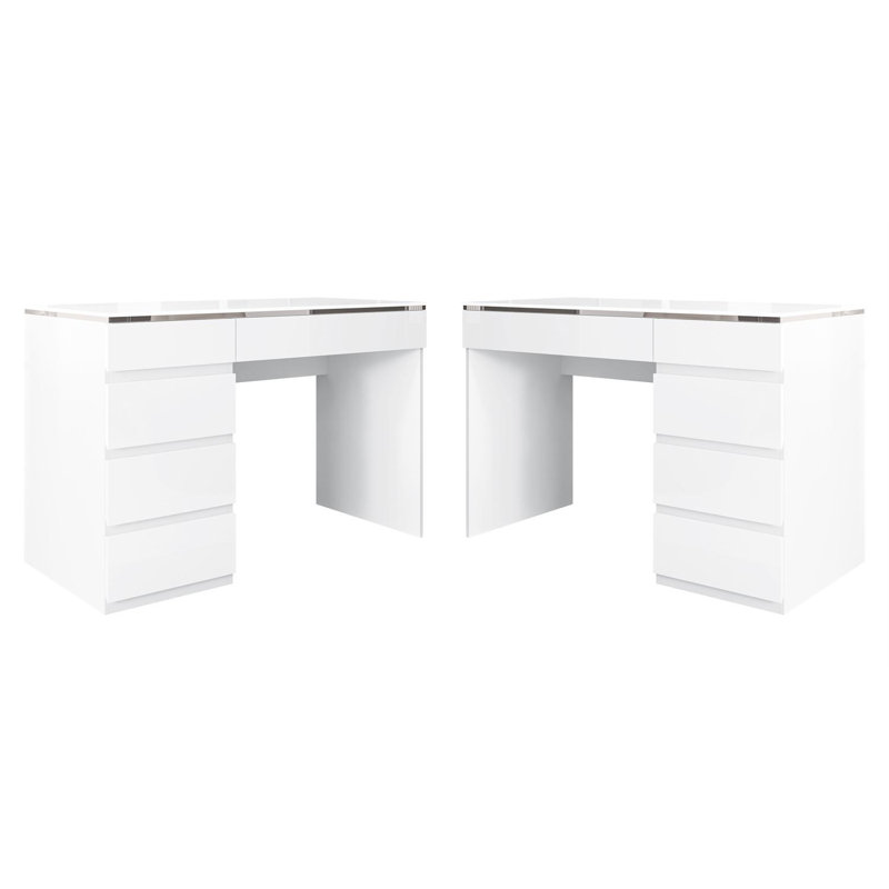 Desk AURORA with drawers, Silver