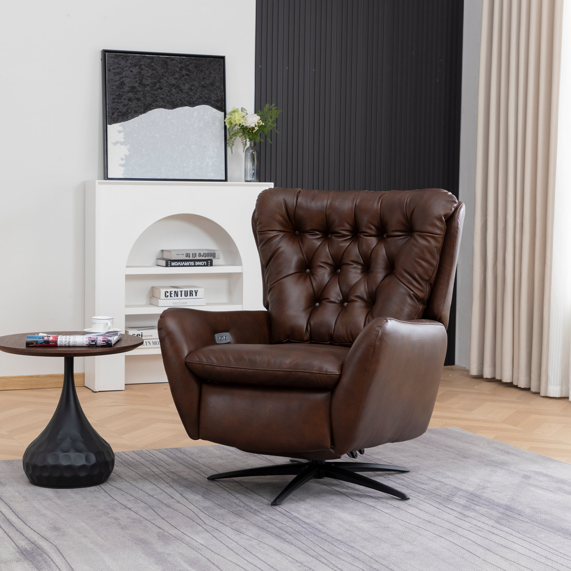 Harrington Swivel Wingback Recliner, Chocolate