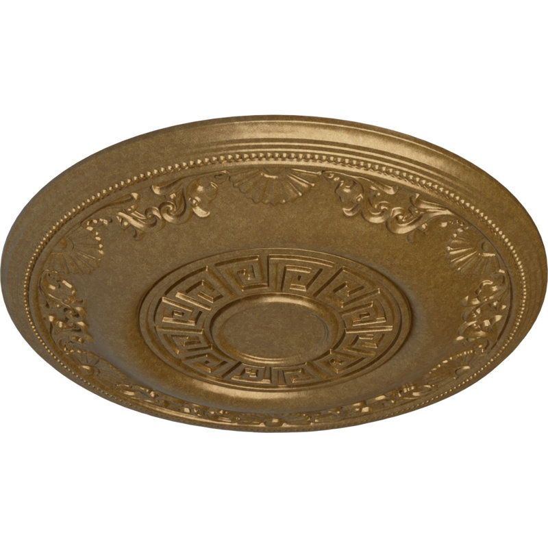 Endurathane Nestor Ceiling Medallion, 25 7/8"OD x 2 1/4"P (Fits Canopies up to 5"), Hand-Painted Pale Gold Finish, Pale Gold