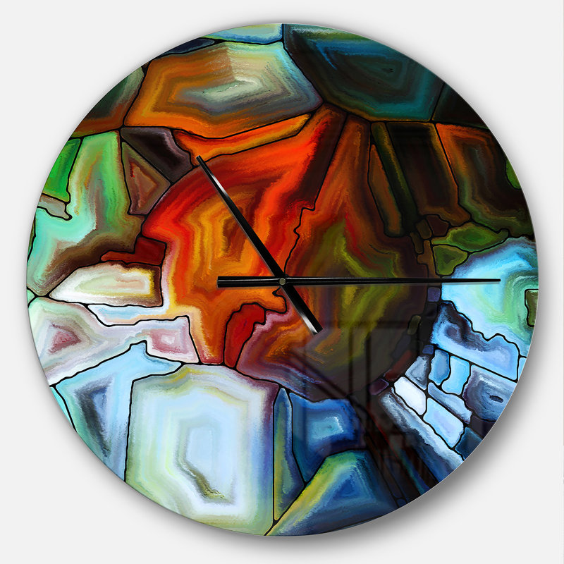 Abstrait vitrail - horloge murale moderne, Moyen