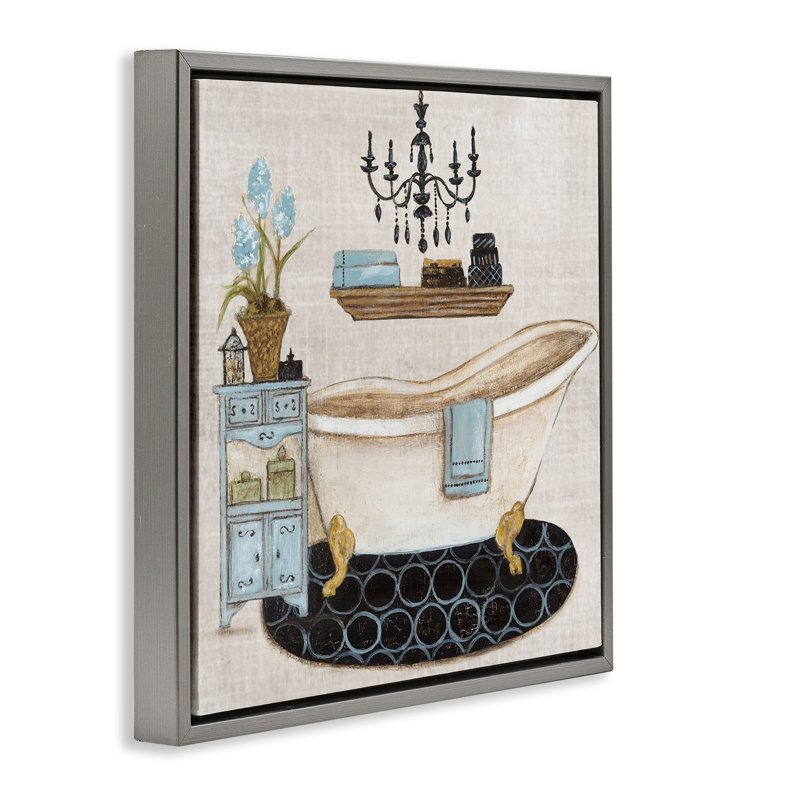 Cadre de bain flottant bleu, design par Janet Tava, H 25 po x l 25 po, Cadre flottant gris lustré
