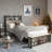 Twin Platform Bed Frame with Customizable LED Headboard, Charging Station