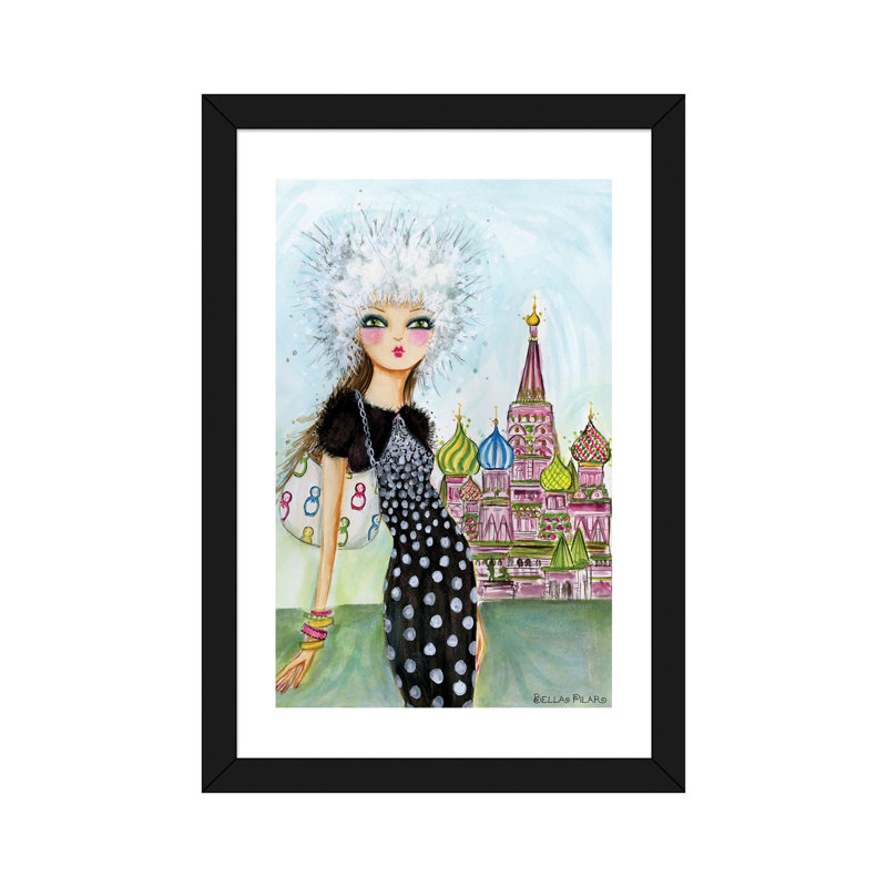 Art de Moscou, H 24 po x l 16 po x P 1 po, Papier avec cadre noir