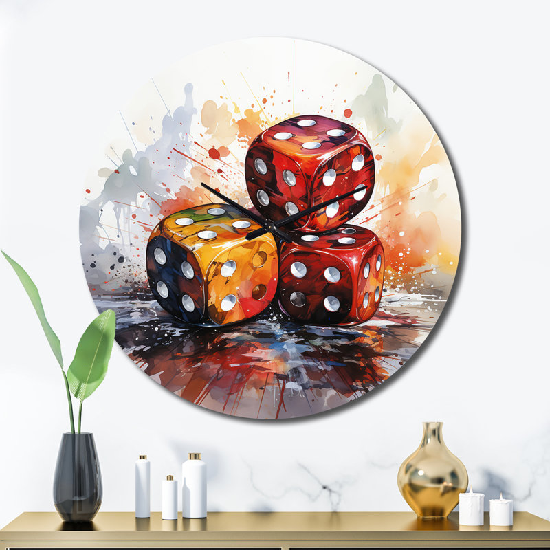Horloge murale en métal Casino Royale Dice IV, Très grand