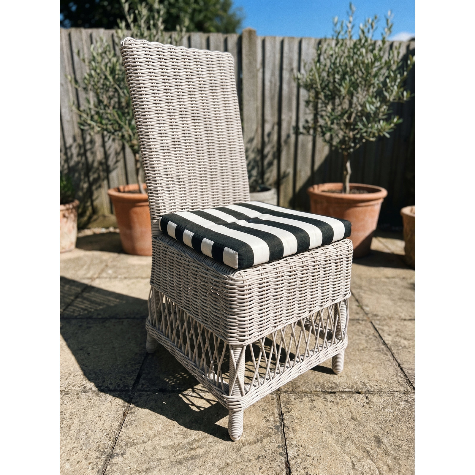 Margot Pebble Outdoor Patio Dining Chairs, Canvas Cabana, White
