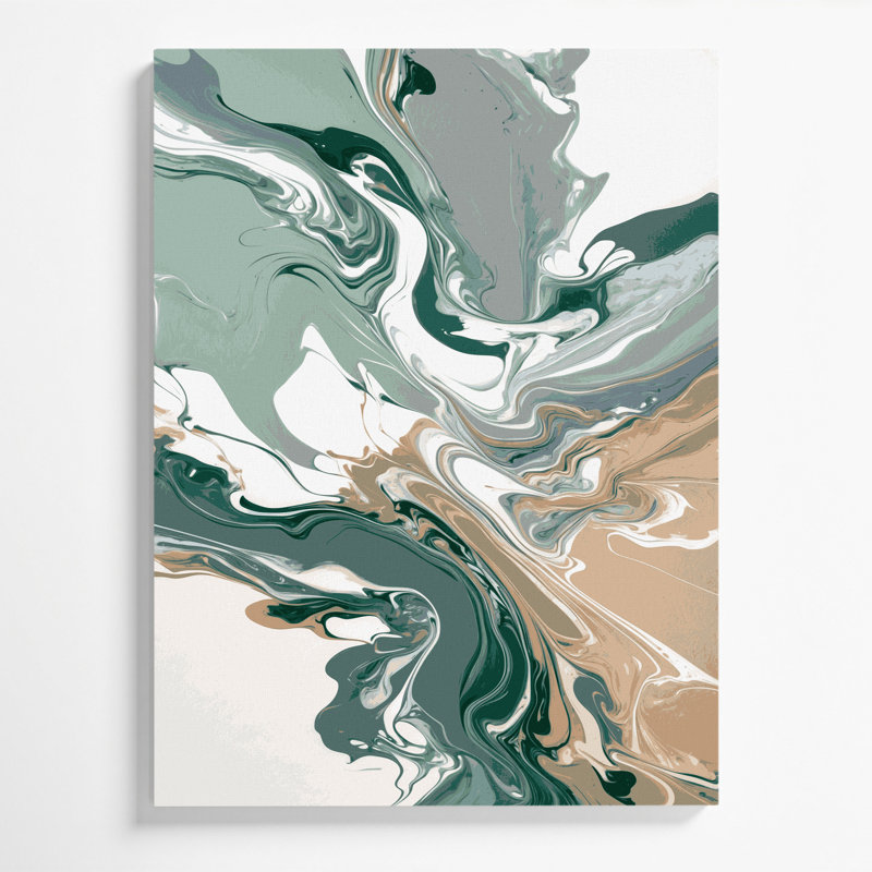 Abstrait art fluide sur toile brune 56, H 36 po x l 24 po