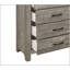 Commode rustique à finition grise avec tiroirs de rangement spacieux et quincaillerie en métal noir pour la chambre à coucher-302454034