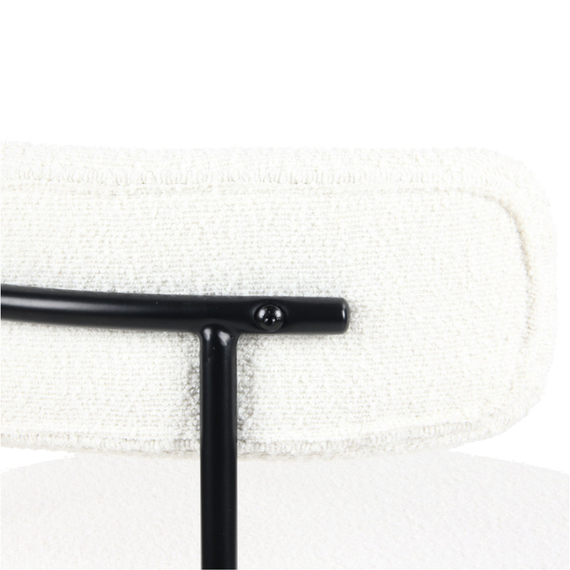 Chaise de salle à manger moderne et blanche (2) - Élégante conception à oreilles avec coussin à boucles douces, base stable et mousse