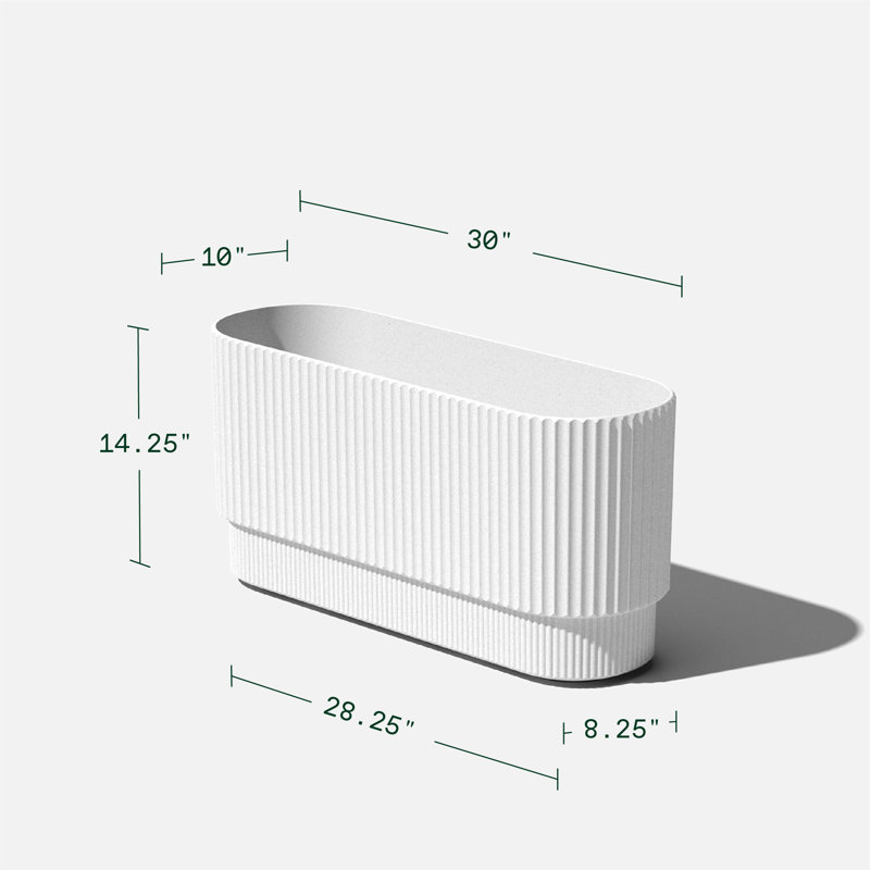 Demi Long Planter, White, 1