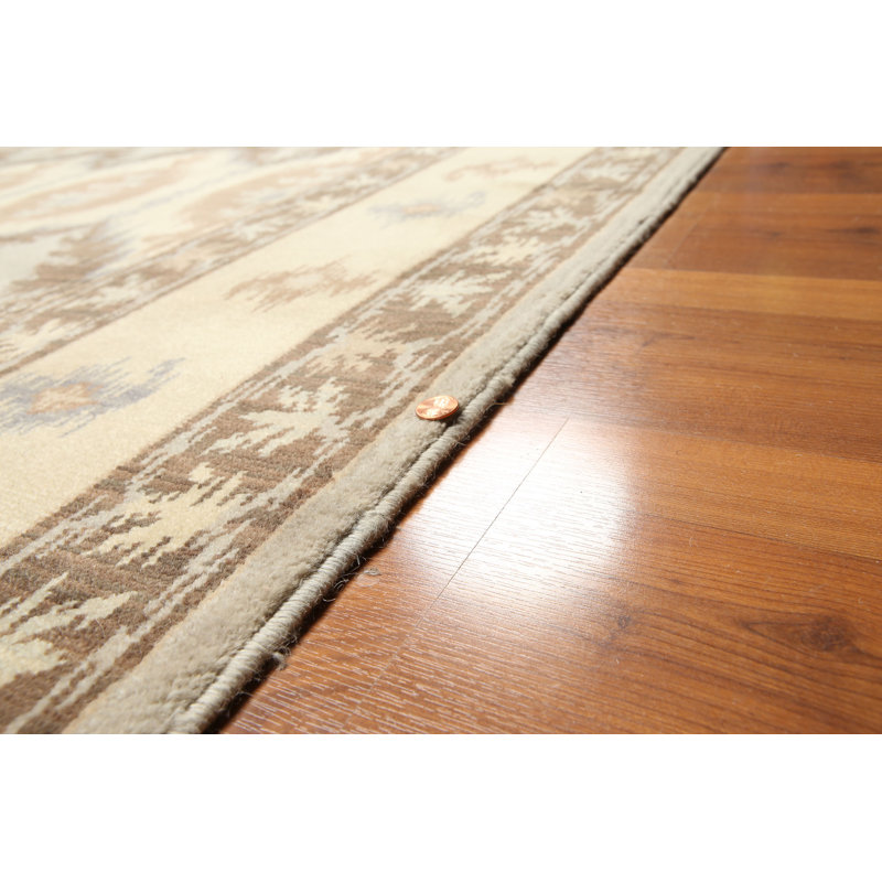 Tapis beige/gris en laine Gorbold