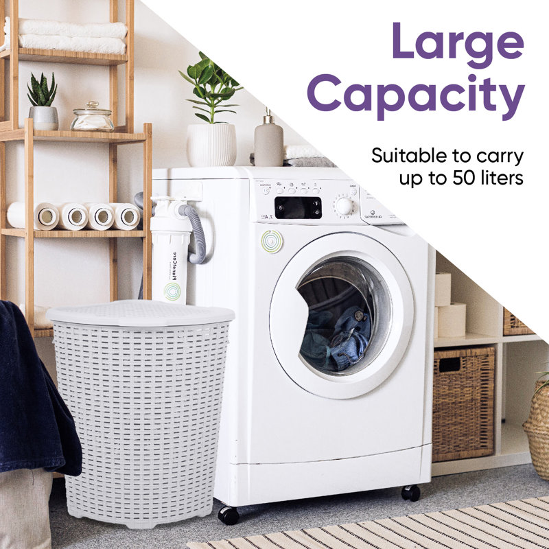 Wicker Laundry Hamper, 22" H x 19" W x 15" D, Matte White