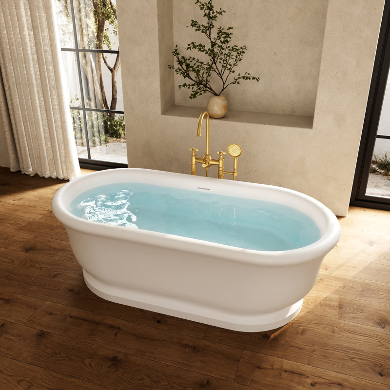 CASAINC 67"x 31.5" Vintage Freestanding Solid Surface Soaking Bathtub
