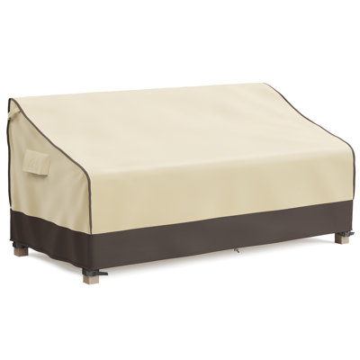 Housse de canapé d'extérieur 4 places imperméable, housses de mobilier de patio de 104 pouces imperméables avec protection contre les intempéries, housses de canapé d'extérieur robustes avec évent et poignées, brun et kaki