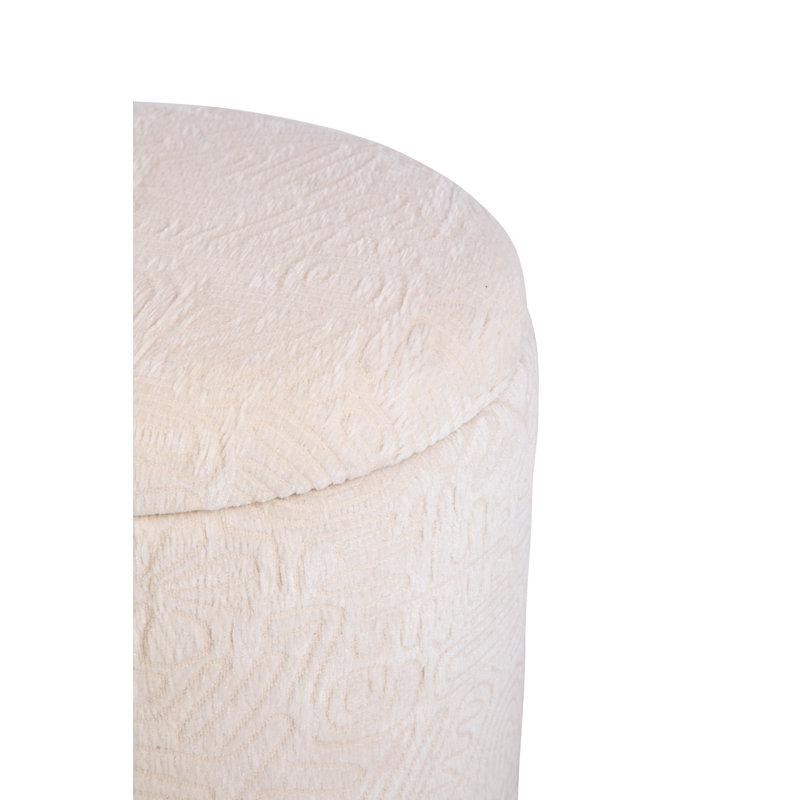 Elegant Ivory 16" Round Storage Ottoman with Hidden Compartment