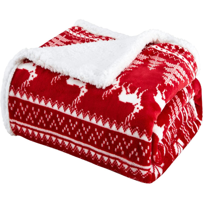 Sherpa Christmas Throw Fleece Flannel Microfiber