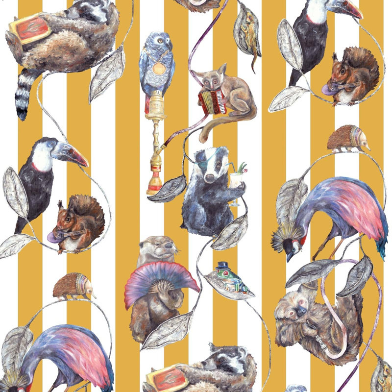 Hackney Empire 9.84' L x 70.8" W Wallpaper Roll, Black/White/Pink