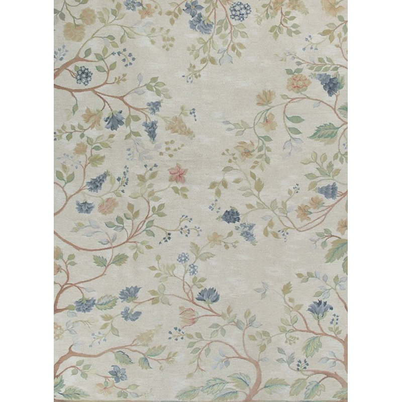 Hand-Knotted High-Quality Beige and Beige Area Rug, Rectangle 10'11" x 16'5"