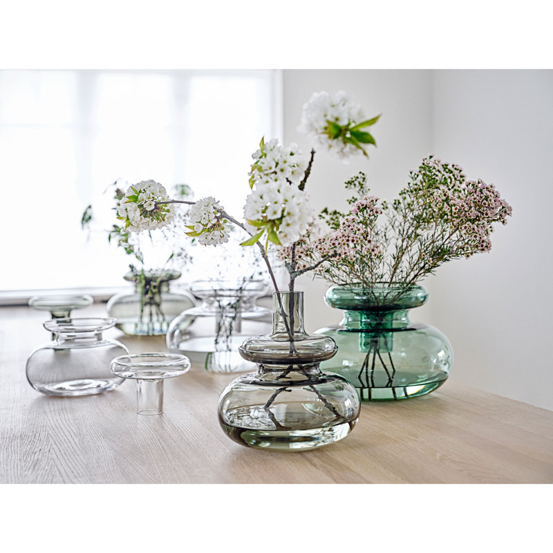 Daralynn Glass Table Vase, 25cm H x 23cm W x 23cm D, In Grey