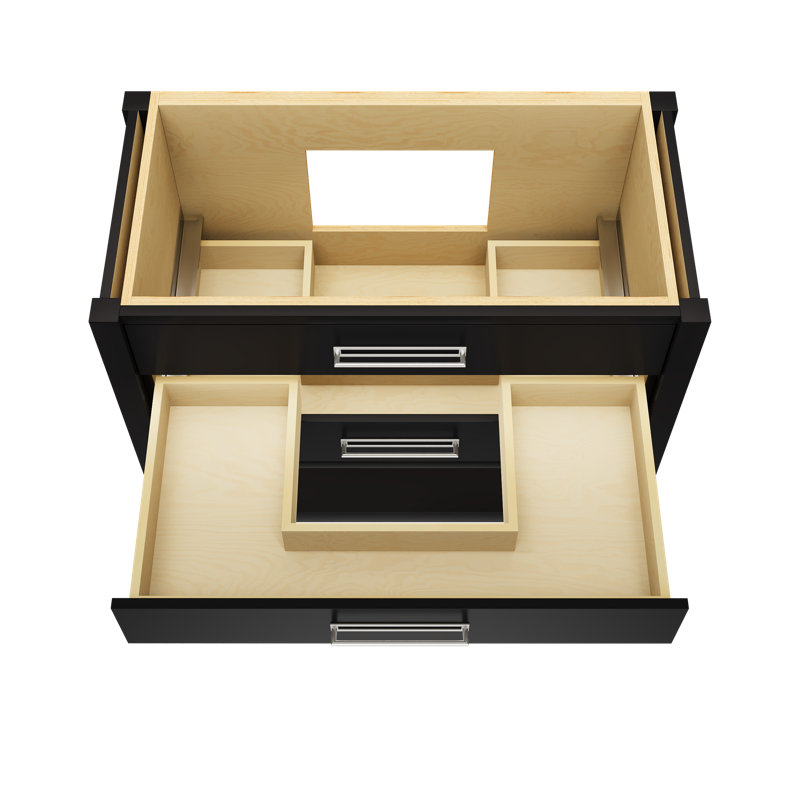 Kiawah Three-Drawer Single Bath Vanity, Noir, Polished Chrome, 42"