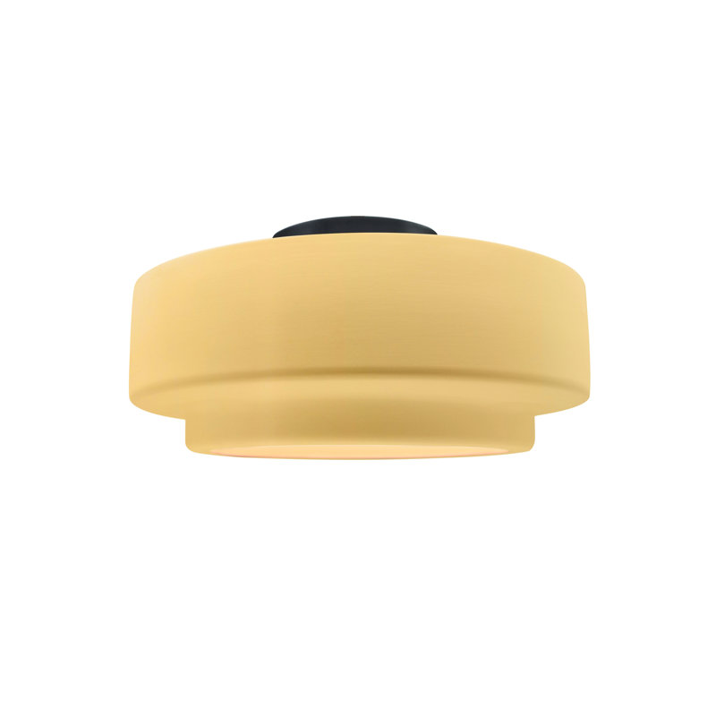 Plafonnier semi-encastré en céramique Dottie, Jaune atténué, Noir mat, H 7 po x l 12 po x P 12 po