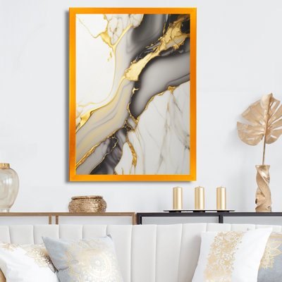 Abstract Geode Marble White And Gold II - Abstract Marble Wall Art