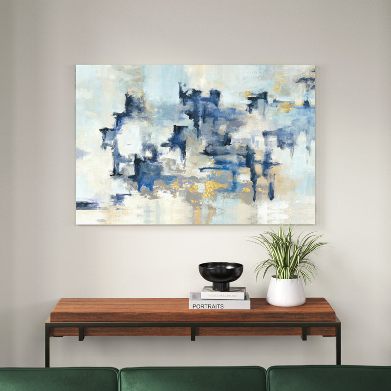 Abstrait bleu marine, reproduction d'art sur toile tendue, H 32 po x l 48 po, Impression sans cadre, Sans cadre