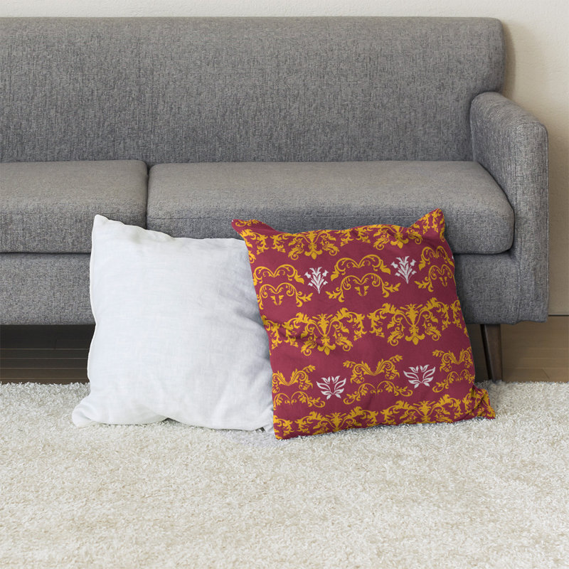 Housse et insert de coussin carré Arizona Football Baroque, 36 po x 36 po, Jaune / Rouge / Blanc