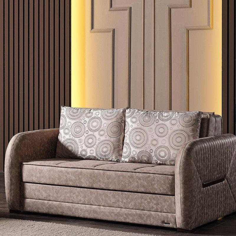 Convertible avec rangement, collection beige, microsuède, option de sièges confortables pour les petits espaces, rangement de poids du produit de 179,79 lb pour le canapé-lit, revêtement en microsuède, structure solide, convient aux pièces