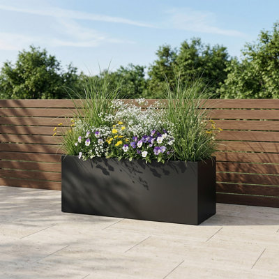Metal Planter Box with Trellis and Wheels