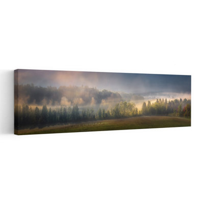 Golden Forest Mist by Jianping Yang - Wrapped Canvas Panoramic Print