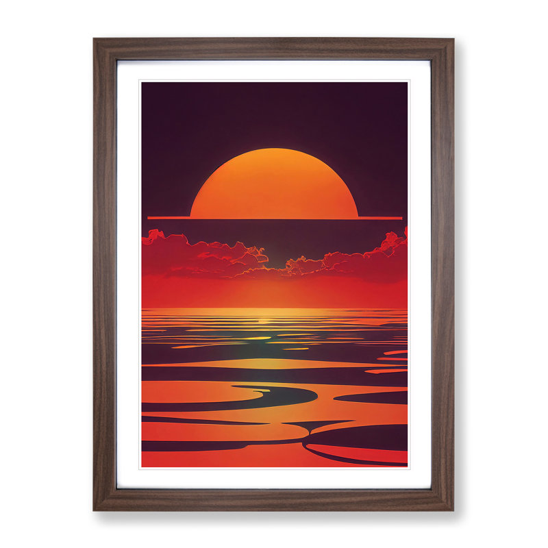Artsy Sunset View - Wall Art, 64cm H x 46cm W, Walnut Framed