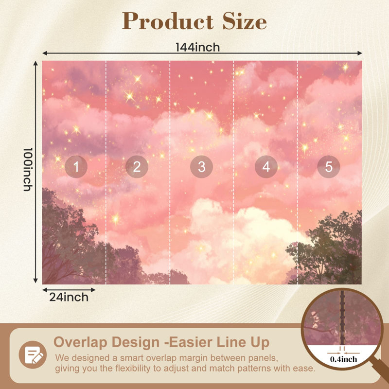 Papier peint autocollant Boho Clouds, L 144 po x l 100 po