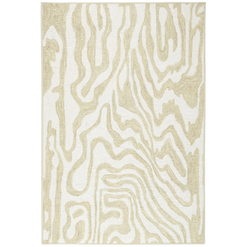 Amber Natural Machine Printed Washable Rug, Rectangle 5' x 8'