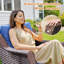Chaise berçante pivotante pour 2 personnes avec table d'appoint et coussins-886952211