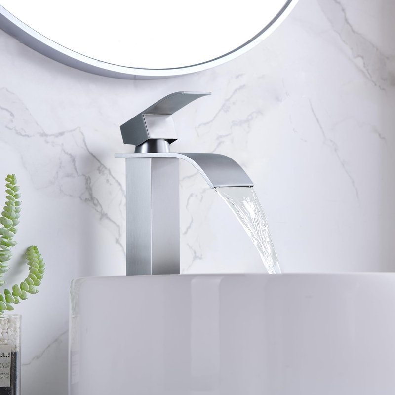 Single-handle Bathroom Faucet with Drain Assembly, Brushed Nickel