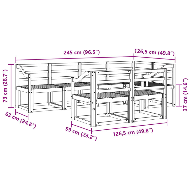 245 cm W Patio Sofa