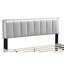 Grand lit contemporain en laine grise avec tête de lit et Led Led en laine, attrayant capitonnage, sommier non requis