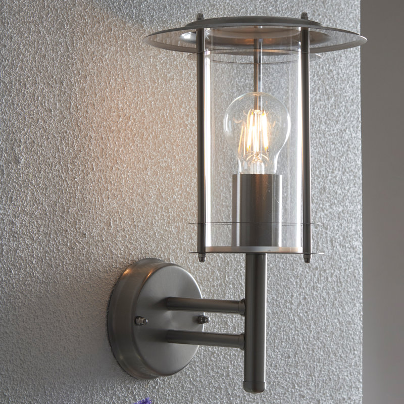 Runkle Polished Stainless Steel 33.5cm H Outdoor Wall Lantern, No